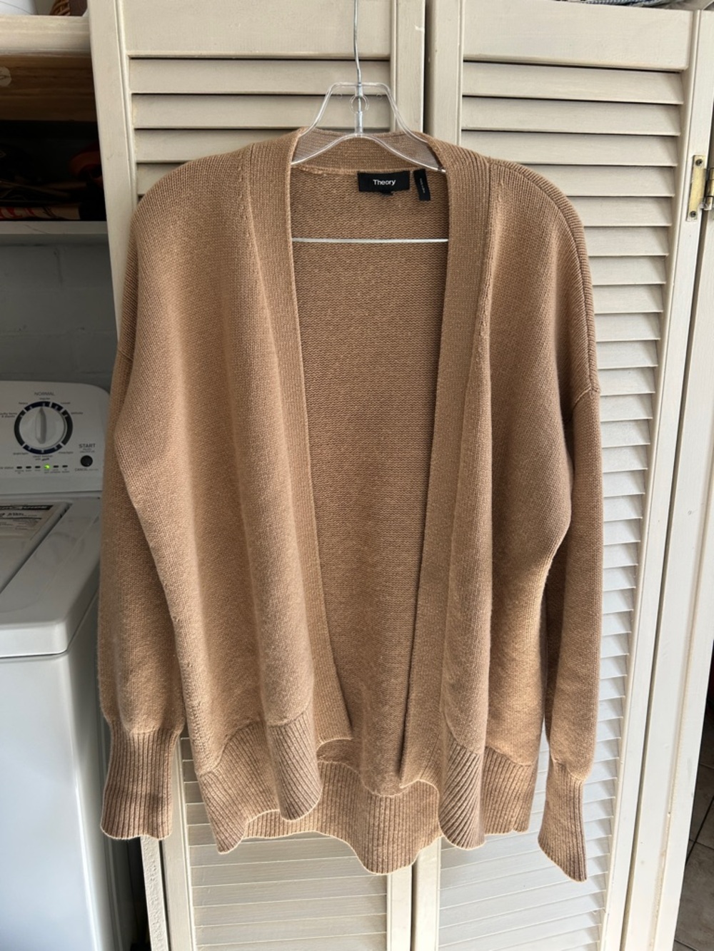 Theory 100% cashmere women’s Open-Front Camel Cardigan Sweater